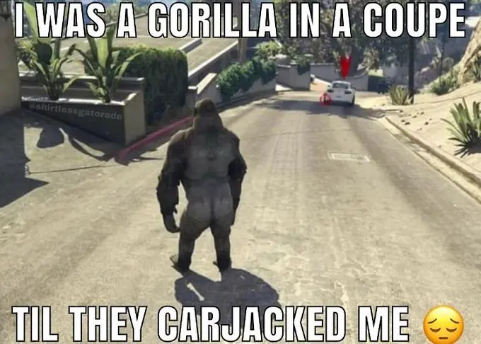 GTA screenshot: I was a gorilla in a coupe til they carjacked me